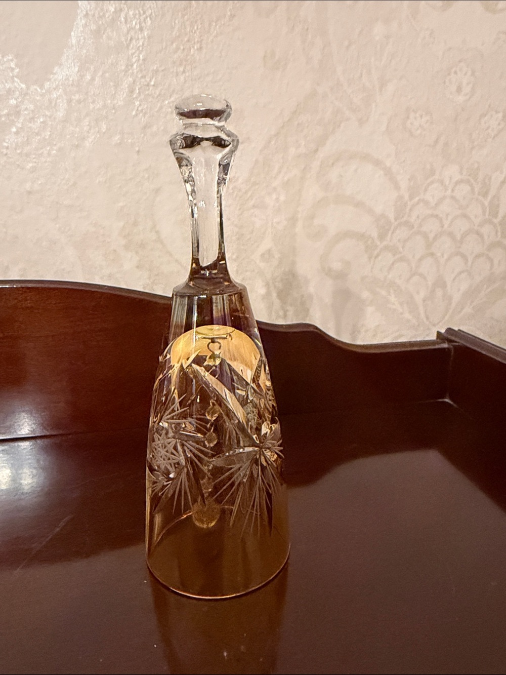 Crystal Cut to clear Amber Bell iridescent Home Art Accent